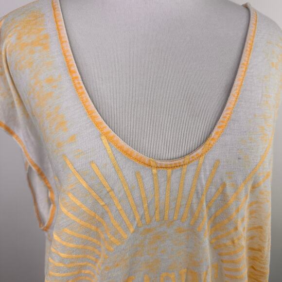 Chaser Yellow Burnout Imagine V-Neck Blouse Size Small - Picture 8 of 8